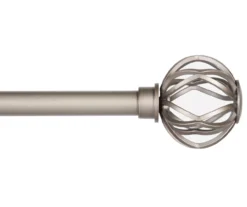 Malia Brushed Nickel Curtain Rod, (66" - 120")