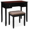 Shirley Black Cherry Mirror Vanity Set With Stool -DHP Sales Store 810389408 1