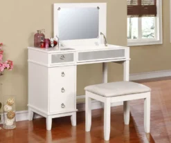 Piper White Mirror Vanity Set With Stool 8 Piper White Mirror Vanity Set With Stool -DHP Sales Store 810389501 3