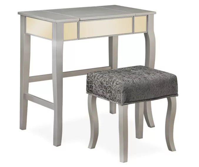 Betty Silver Mirror Vanity Set With Stool 4 Betty Silver Mirror Vanity Set With Stool - Image 2