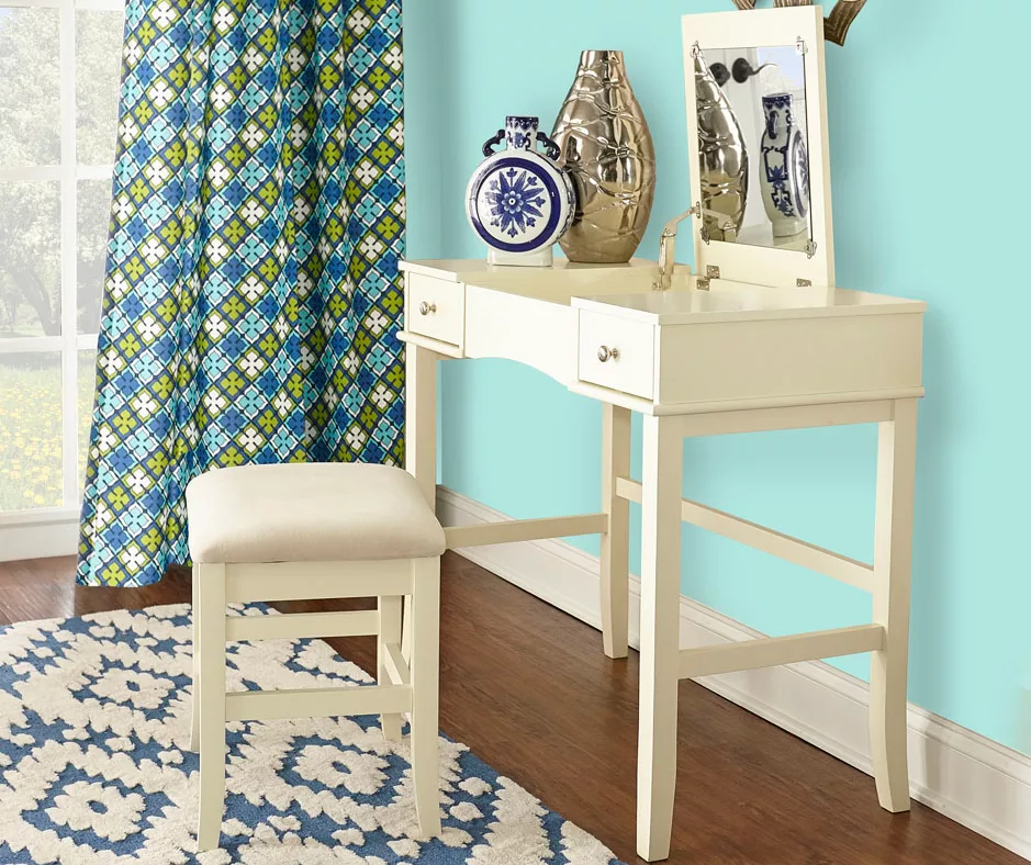 Caroline Cream Mirror Vanity Set With Stool 4 Caroline Cream Mirror Vanity Set With Stool - Image 2