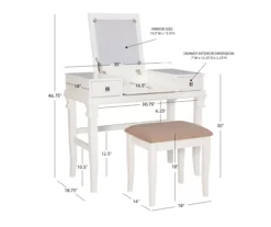Martha Mirror Vanity Set With Stool 37 Martha Mirror Vanity Set With Stool -DHP Sales Store 810389524 A8