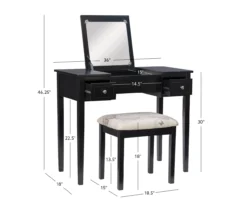 Black Butterfly Mirror Vanity Set With Stool -DHP Sales Store 810389539 A8