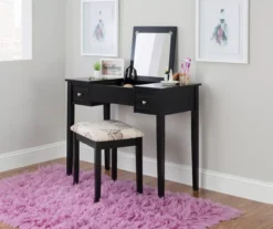 Black Butterfly Mirror Vanity Set With Stool -DHP Sales Store 810389539 B0 1