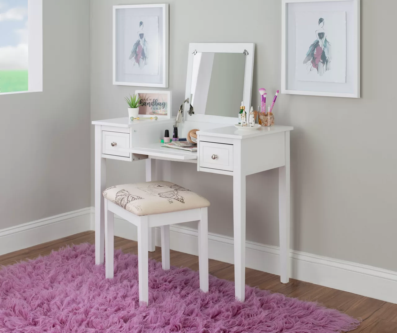 Butterfly Mirror Vanity Set With Stool 11 Butterfly Mirror Vanity Set With Stool - Image 9