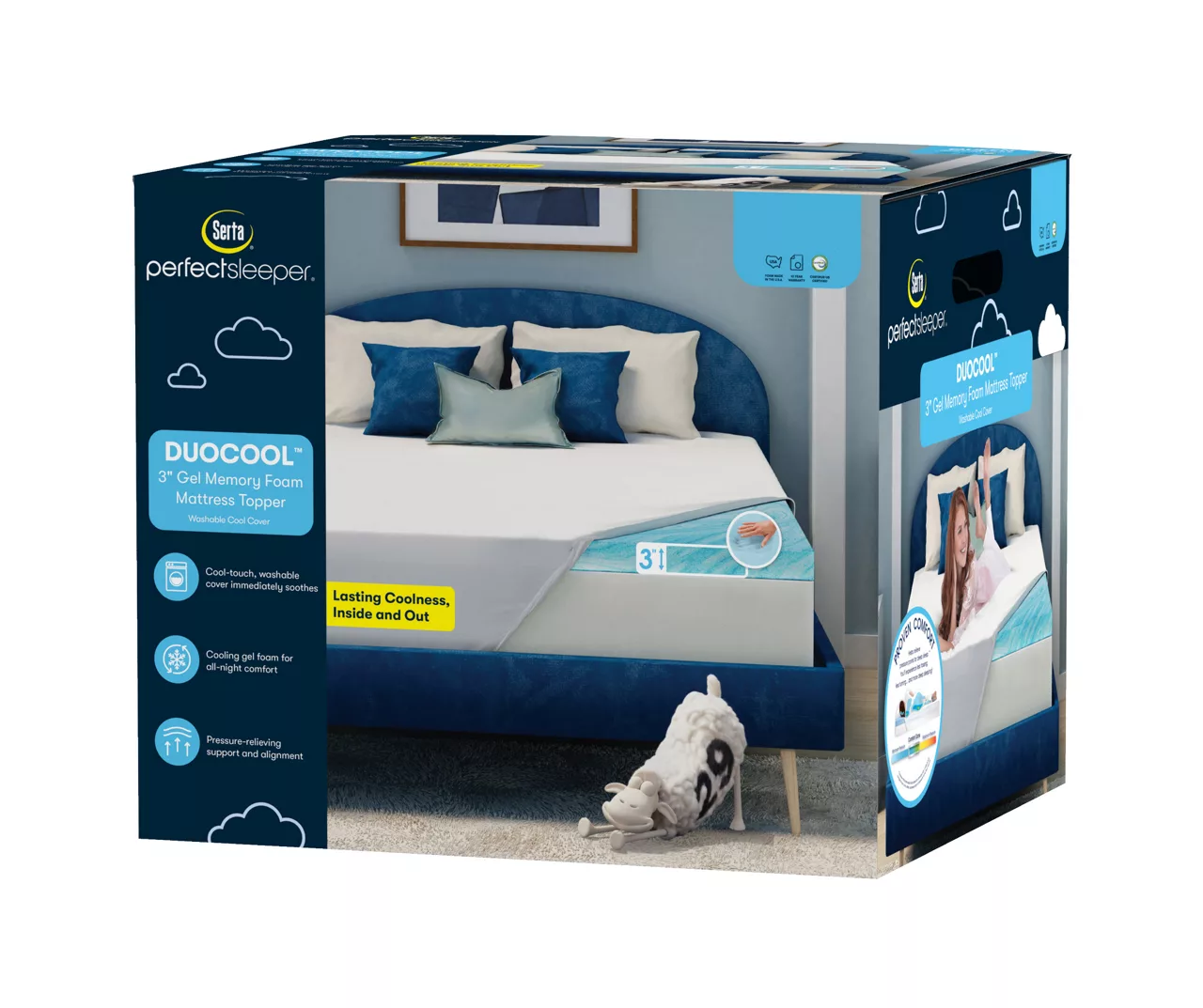 Serta Perfect Sleeper Duocool 3" Cooling Gel Memory Foam Mattress Toppers 3 Serta Perfect Sleeper Duocool 3" Cooling Gel Memory Foam Mattress Toppers