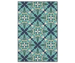 Capri Blue & Green Outdoor Area Rug, (5'3" X 7'6")