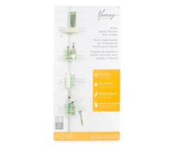 Satin Nickel 4-Tier Spring Tension Shower Corner Pole Caddy