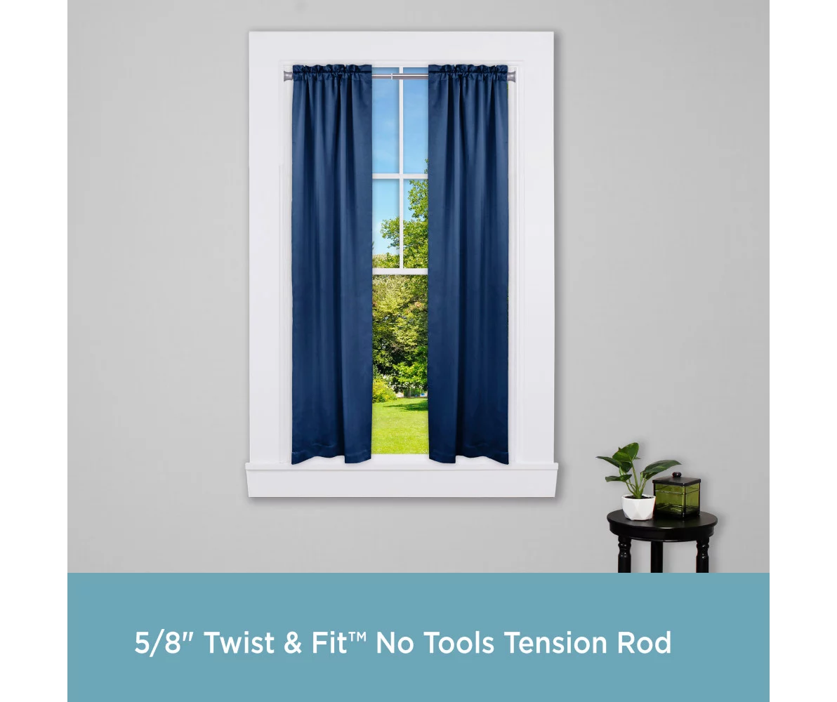 Graphite Twist & Fit No Tools Tension Window Curtain Rod, (28" - 48") 4 Graphite Twist & Fit No Tools Tension Window Curtain Rod, (28" - 48") - Image 2