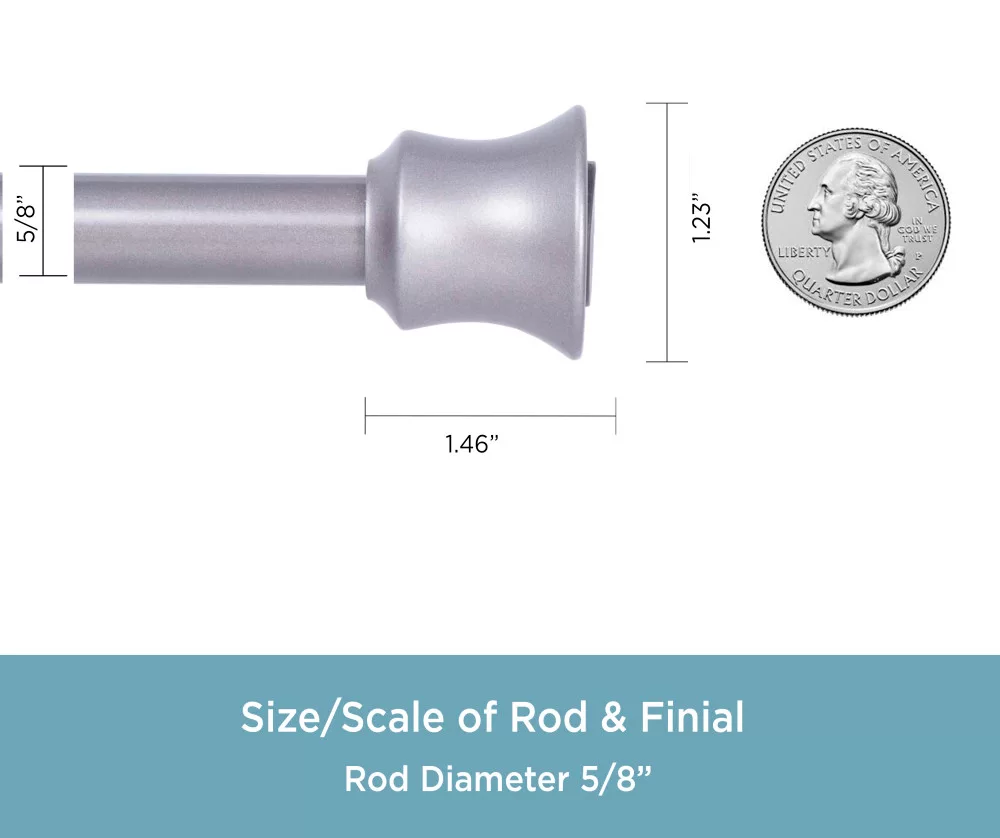 Graphite Twist & Fit No Tools Tension Window Curtain Rod, (28" - 48") 5 Graphite Twist & Fit No Tools Tension Window Curtain Rod, (28" - 48") - Image 3