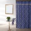 Denim Blue Geometric Fabric Shower Curtain -DHP Sales Store 810460544 1