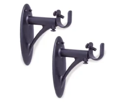 Matte Black Fast Fit Adjustable Curtain Rod Brackets, 2-Pack
