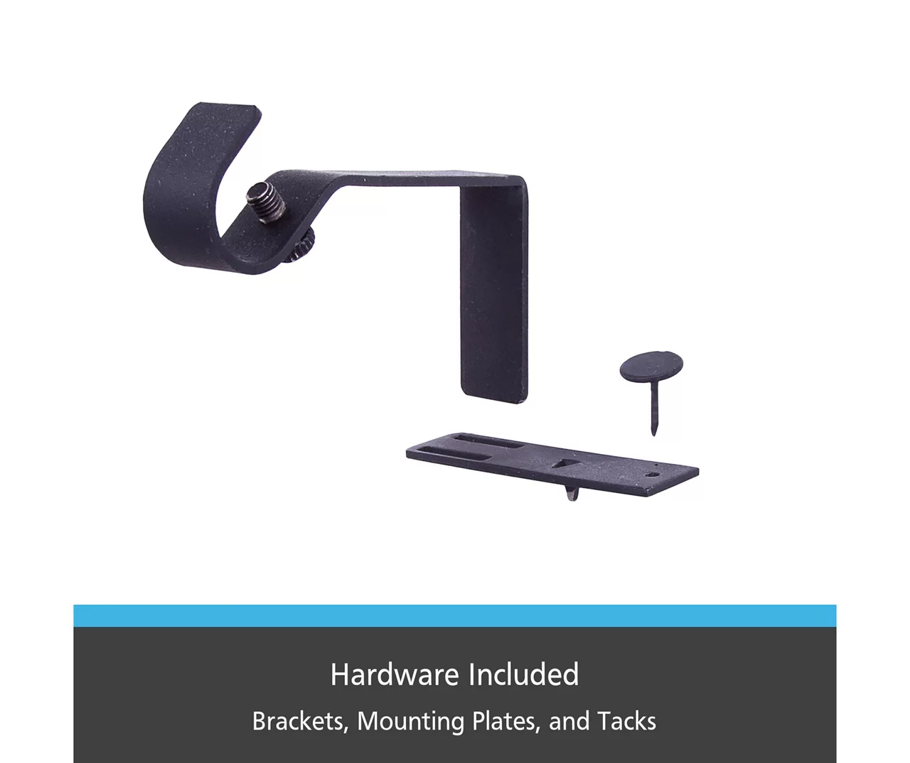 Matte Black Fast Fit No Measure Curtain Rod Brackets, 2-Pack 4 Matte Black Fast Fit No Measure Curtain Rod Brackets, 2-Pack - Image 2