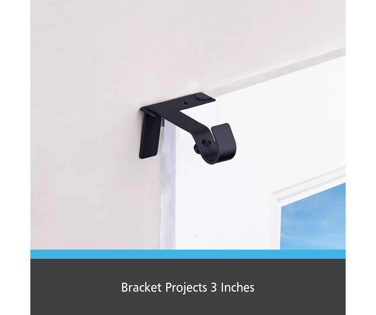 Matte Black Fast Fit No Measure Curtain Rod Brackets, 2-Pack 5 Matte Black Fast Fit No Measure Curtain Rod Brackets, 2-Pack - Image 3