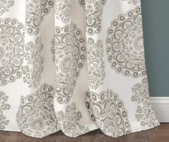 Evelyn Medallion Gray & White Room-Darkening Rod Pocket Curtain Panel Pair, (95") -DHP Sales Store 810468104 2