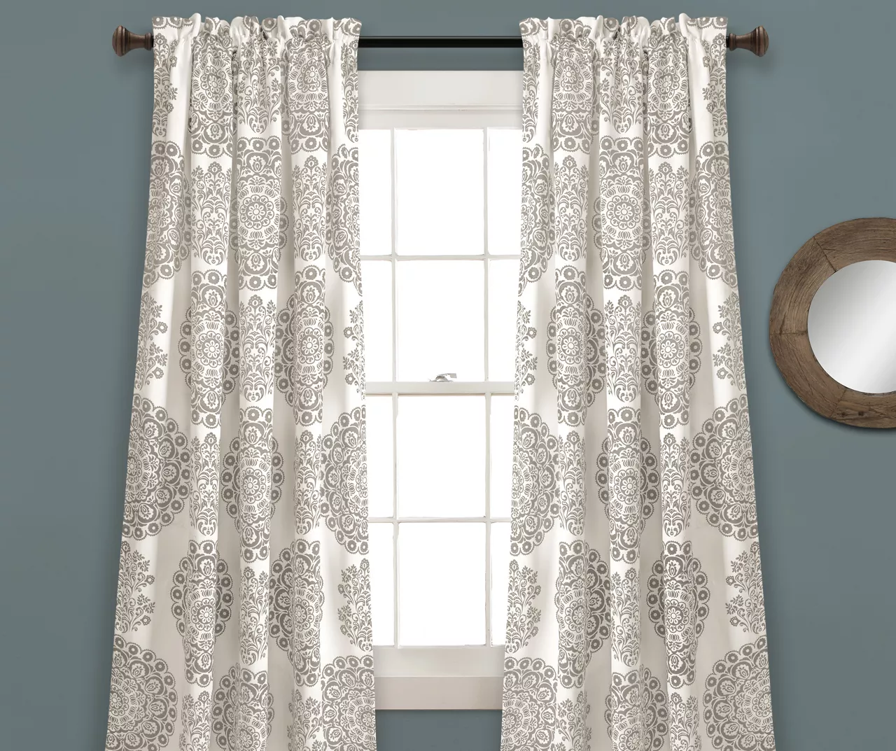 Evelyn Medallion Room-Darkening Rod Pocket Curtain Panel Pair 6 Evelyn Medallion Room-Darkening Rod Pocket Curtain Panel Pair - Image 4