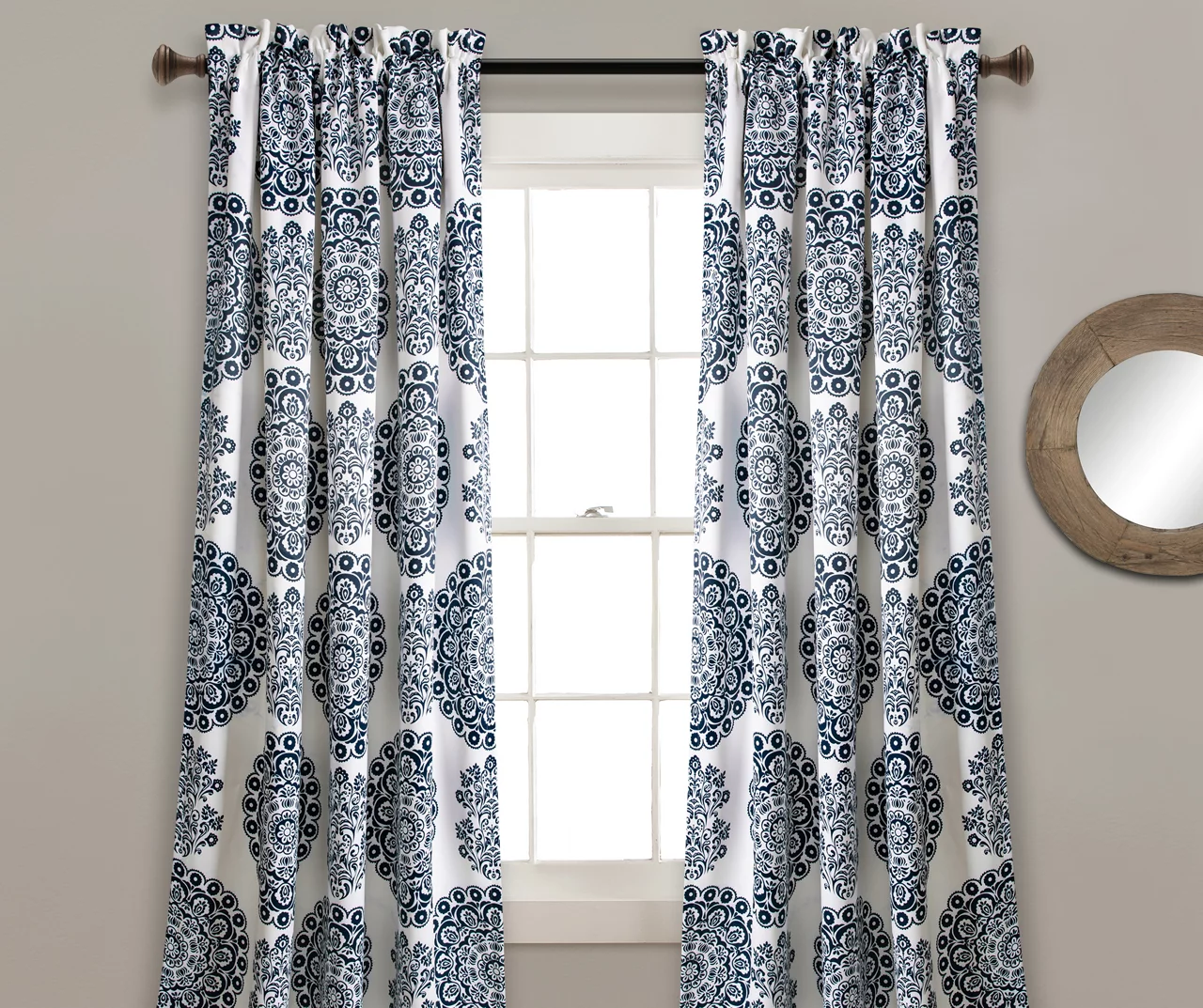Evelyn Medallion Room-Darkening Rod Pocket Curtain Panel Pair 5 Evelyn Medallion Room-Darkening Rod Pocket Curtain Panel Pair - Image 3