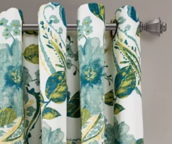Floral Paisley Blue & Green Room-Darkening Grommet Curtain Panel Pair -DHP Sales Store 810468110 1 1