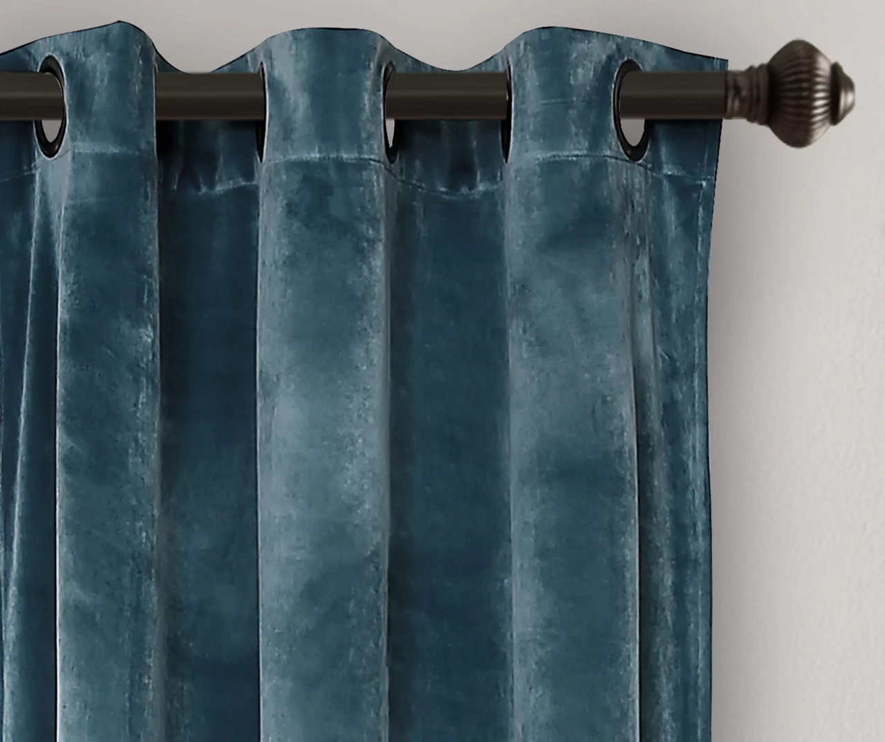 Prima Velvet Color Block Slate Blue & Gray Room-Darkening Grommet Curtain Panel Pair, (84") 4 Prima Velvet Color Block Slate Blue & Gray Room-Darkening Grommet Curtain Panel Pair, (84") - Image 2