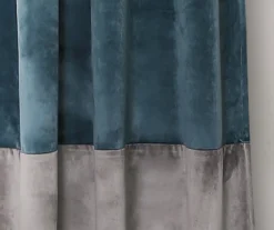 Prima Velvet Color Block Slate Blue & Gray Room-Darkening Grommet Curtain Panel Pair, (84") 11 Prima Velvet Color Block Slate Blue & Gray Room-Darkening Grommet Curtain Panel Pair, (84") -DHP Sales Store 810468128 2
