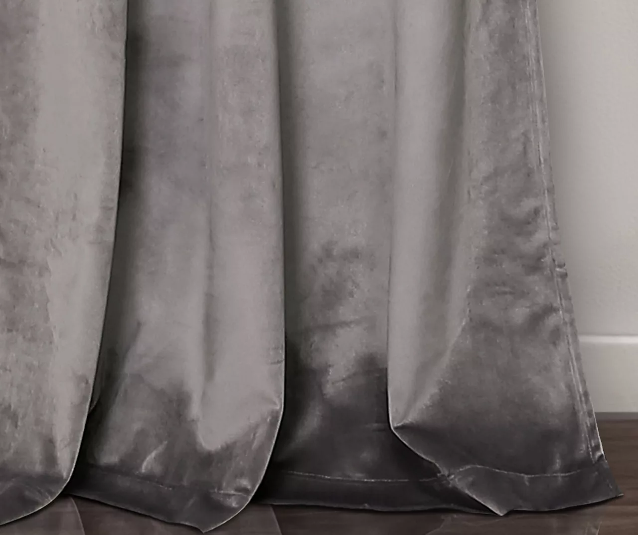 Prima Velvet Color Block Slate Blue & Gray Room-Darkening Grommet Curtain Panel Pair, (84") 6 Prima Velvet Color Block Slate Blue & Gray Room-Darkening Grommet Curtain Panel Pair, (84") - Image 4