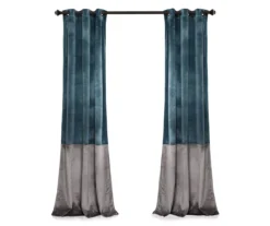 Prima Velvet Color Block Slate Blue & Gray Room-Darkening Grommet Curtain Panel Pair, (84") 15 Prima Velvet Color Block Slate Blue & Gray Room-Darkening Grommet Curtain Panel Pair, (84") -DHP Sales Store 810468128 6