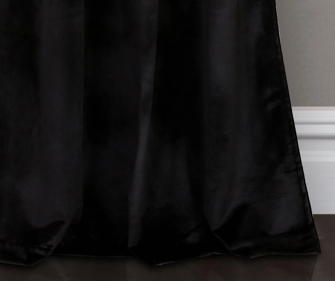 Prima Velvet Color Block White & Black Room-Darkening Grommet Curtain Panel Pair, (84") 6 Prima Velvet Color Block White & Black Room-Darkening Grommet Curtain Panel Pair, (84") - Image 4