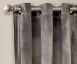 Prima Velvet Gray Room-Darkening Grommet Curtain Panel Pair, (84") 10 Prima Velvet Gray Room-Darkening Grommet Curtain Panel Pair, (84") -DHP Sales Store 810468153 1