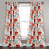 Poppy Garden Aqua & Red Room-Darkening Back Tab Curtain Panel Pair, (95") 1 Poppy Garden Aqua & Red Room-Darkening Back Tab Curtain Panel Pair, (95") -DHP Sales Store 810468163