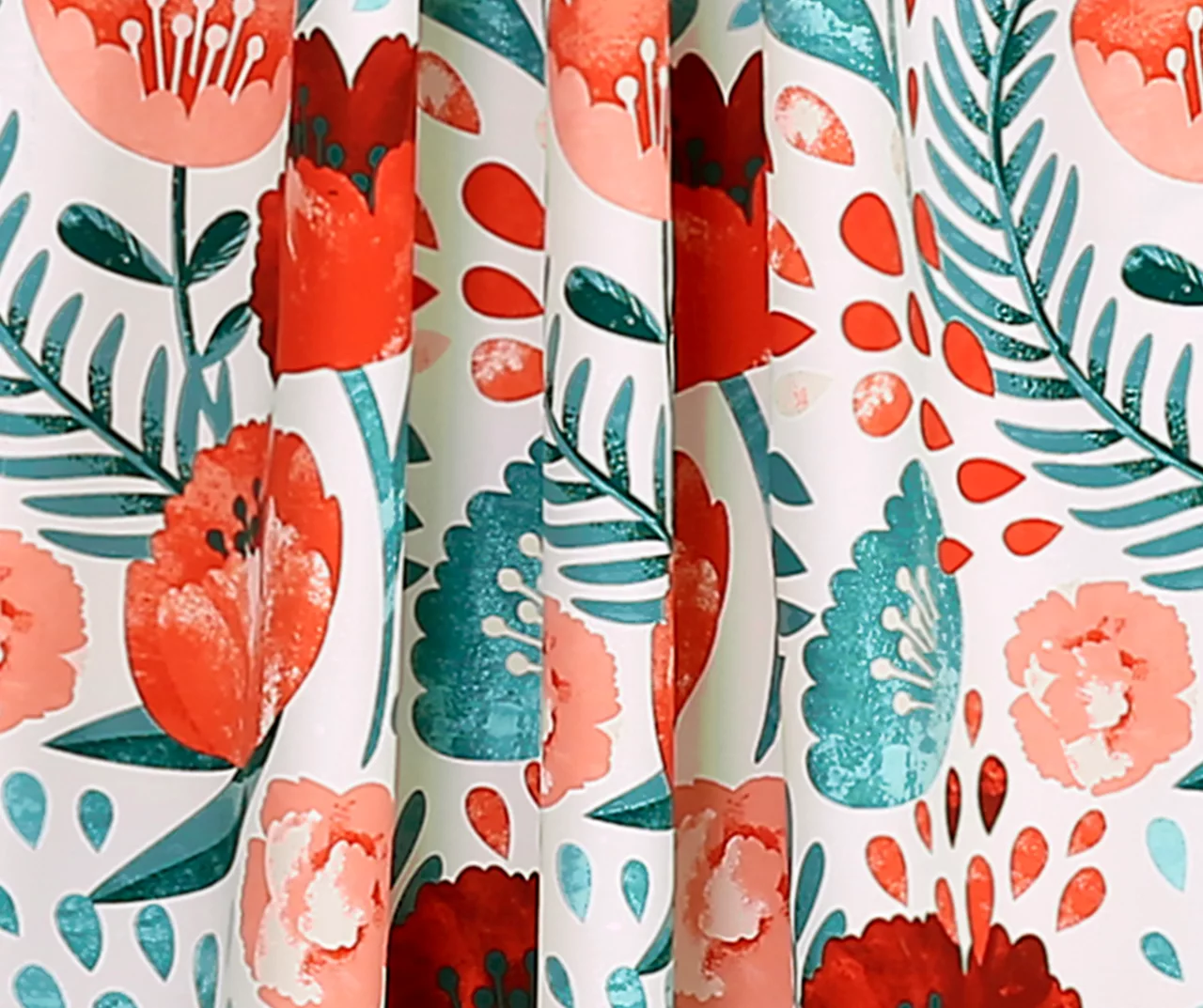 Poppy Garden Aqua & Red Room-Darkening Back Tab Curtain Panel Pair, (95") 6 Poppy Garden Aqua & Red Room-Darkening Back Tab Curtain Panel Pair, (95") - Image 4