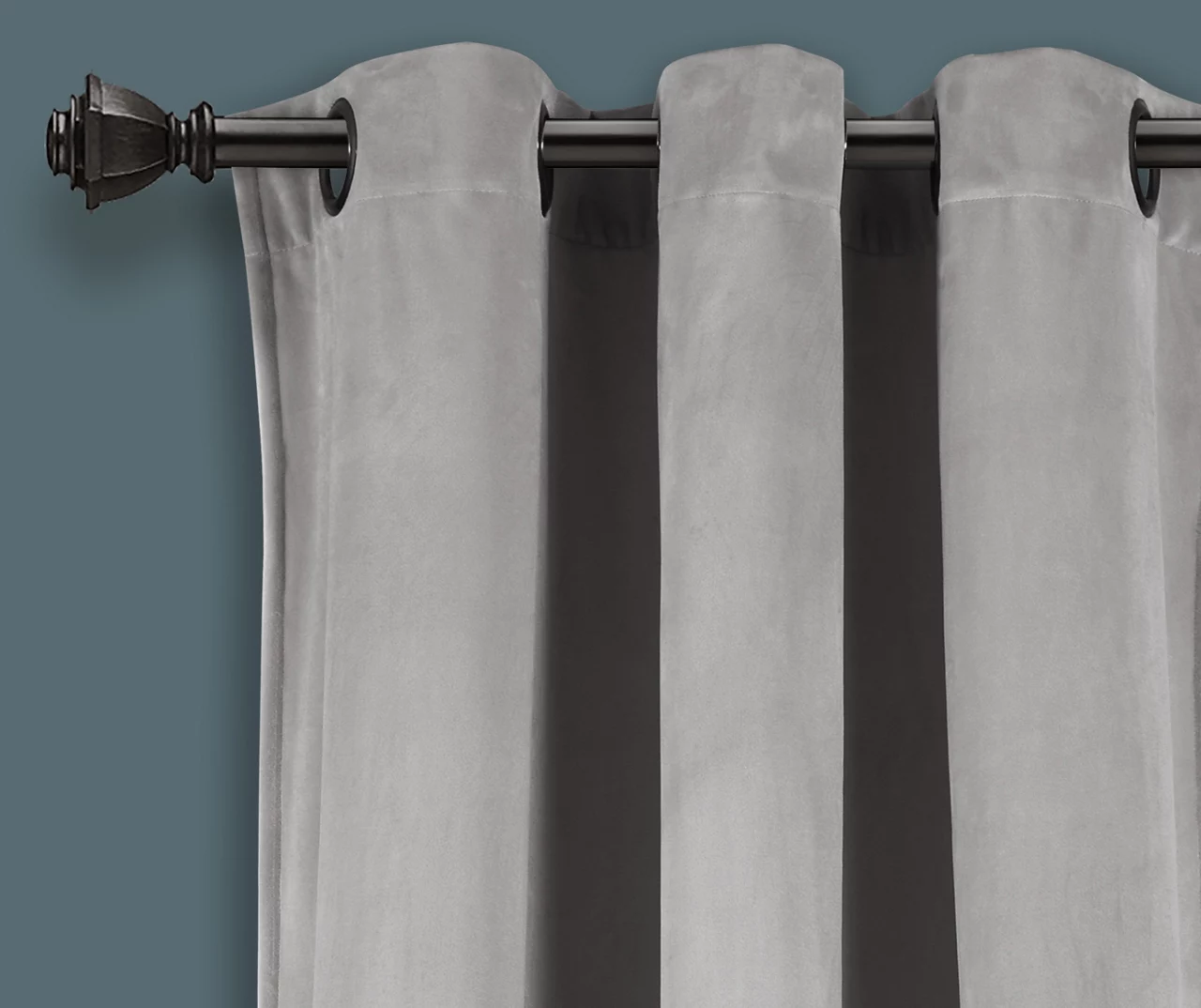 Prima Velvet Light Gray Room-Darkening Grommet Curtain Panel Pair, (84") 4 Prima Velvet Light Gray Room-Darkening Grommet Curtain Panel Pair, (84") - Image 2