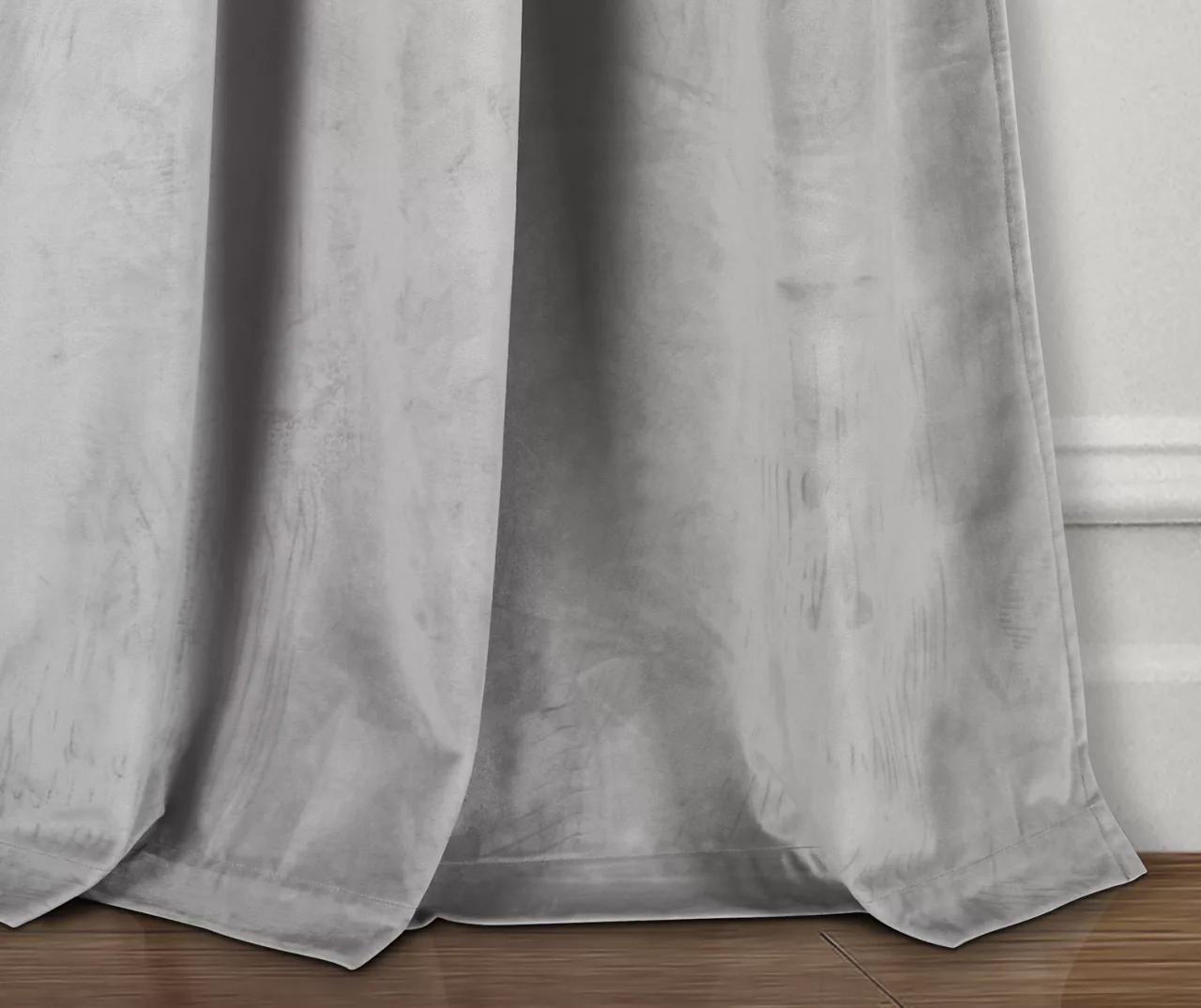 Prima Velvet Light Gray Room-Darkening Grommet Curtain Panel Pair, (84") 5 Prima Velvet Light Gray Room-Darkening Grommet Curtain Panel Pair, (84") - Image 3