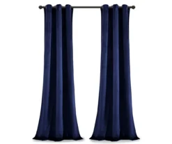Prima Velvet Navy Room-Darkening Grommet Curtain Panel Pair, (95") -DHP Sales Store 810468170 6