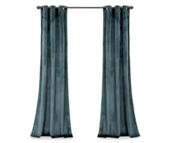 Prima Velvet Slate Blue Room-Darkening Grommet Curtain Panel Pair, (108") -DHP Sales Store 810468172 6