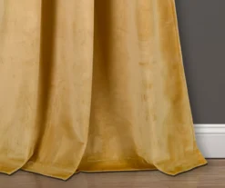 Prima Velvet Yellow Room-Darkening Grommet Curtain Panel Pair, (84") -DHP Sales Store 810468176 2