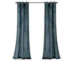 Prima Velvet Slate Blue Room-Darkening Grommet Curtain Panel Pair, (84") -DHP Sales Store 810468180 6
