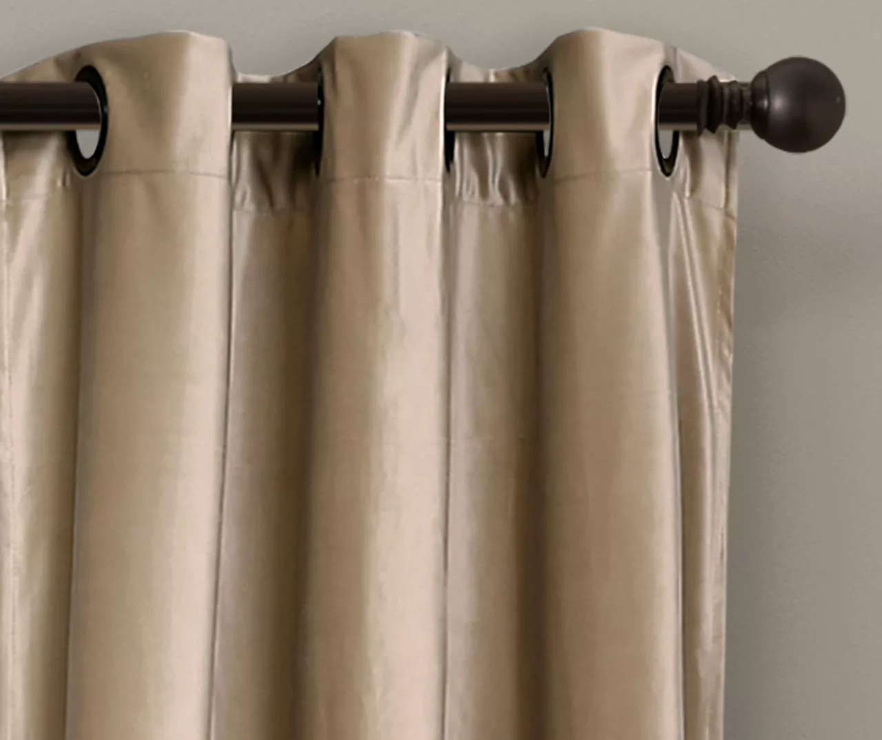 Prima Velvet Taupe Room-Darkening Grommet Curtain Panel Pair, (84") 4 Prima Velvet Taupe Room-Darkening Grommet Curtain Panel Pair, (84") - Image 2