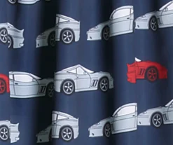 Race Cars Navy & Red Room-Darkening Back Tab Curtain Panel Pair, (84") -DHP Sales Store 810468182 2