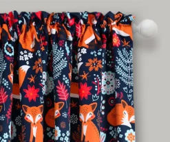 Pixie Fox Navy & Orange Room-Darkening Rod Pocket Curtain Panel Pair, (84") -DHP Sales Store 810468184 1 1