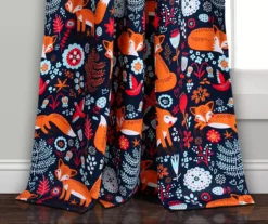 Pixie Fox Navy & Orange Room-Darkening Rod Pocket Curtain Panel Pair, (84") -DHP Sales Store 810468184 3 1