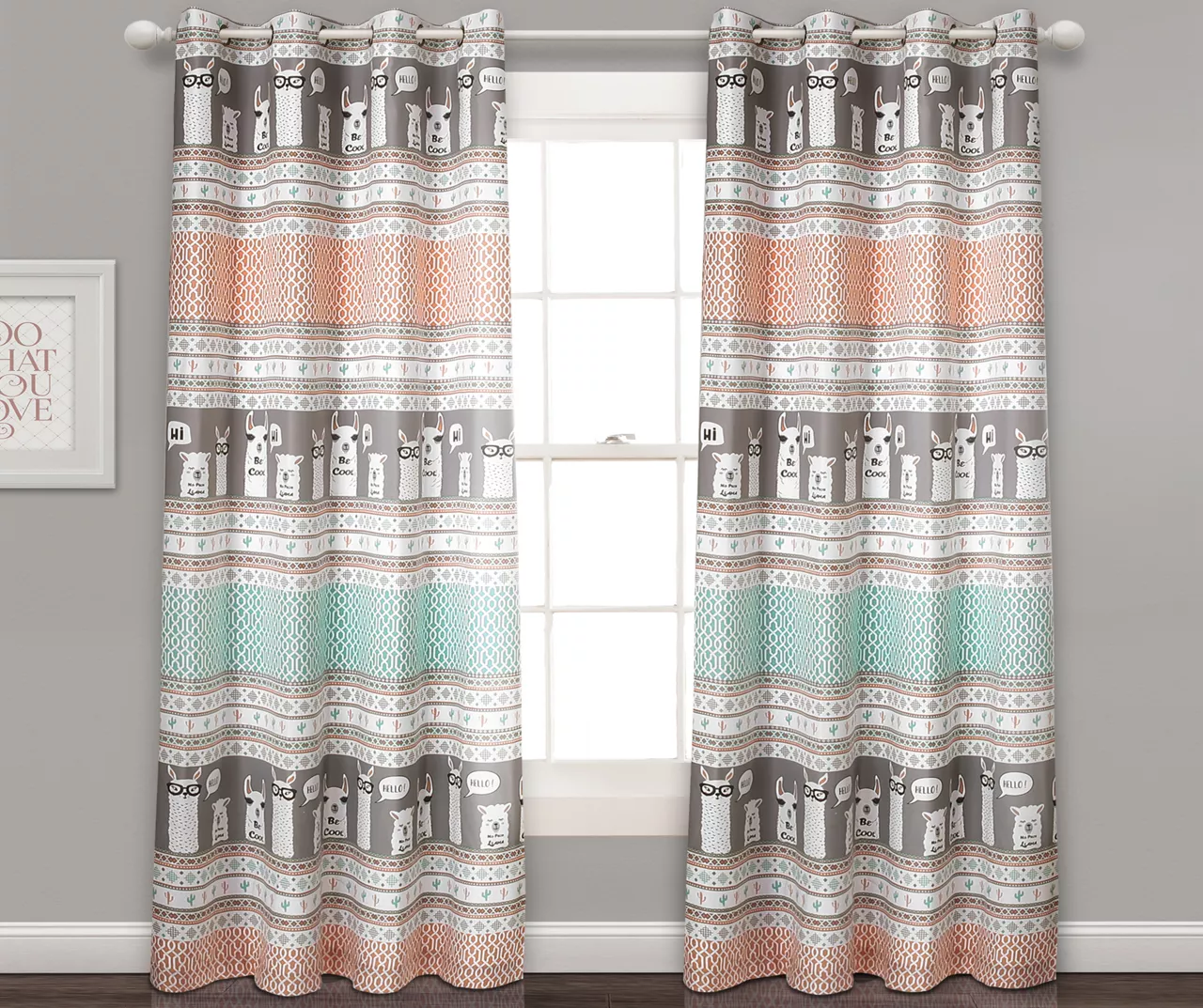 Llama Stripe Room-Darkening Grommet Curtain Panel Pair, (84") 4 Llama Stripe Room-Darkening Grommet Curtain Panel Pair, (84") - Image 2