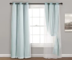 Lush Blue Blackout Grommet Curtain Panel Pair With Sheer Overlay, (84") -DHP Sales Store 810468186 3