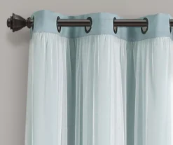 Lush Blue Blackout Grommet Curtain Panel Pair With Sheer Overlay, (84") -DHP Sales Store 810468186 4