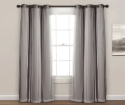 Lush Dark Gray Blackout Grommet Curtain Panel Pair With Sheer Overlay, (95") -DHP Sales Store 810468187 1