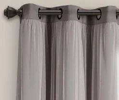 Lush Dark Gray Blackout Grommet Curtain Panel Pair With Sheer Overlay, (84") -DHP Sales Store 810468189 4