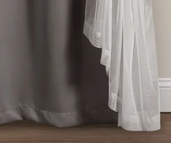 Lush Dark Gray Blackout Grommet Curtain Panel Pair With Sheer Overlay, (84") -DHP Sales Store 810468189 5