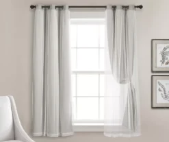 Lush Light Gray Blackout Grommet Curtain Panel Pair With Sheer Overlay, (63") -DHP Sales Store 810468192 3