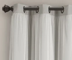 Lush Light Gray Blackout Grommet Curtain Panel Pair With Sheer Overlay, (63") -DHP Sales Store 810468192 4