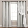 Lush Light Gray Blackout Grommet Curtain Panel Pair With Sheer Overlay, (95") -DHP Sales Store 810468194