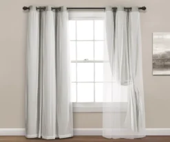 Lush Light Gray Blackout Grommet Curtain Panel Pair With Sheer Overlay, (95") -DHP Sales Store 810468194 3